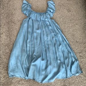 Denim off the shoulder ruffle dress